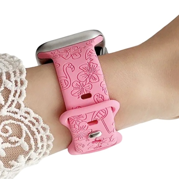 New Pink Floral Design Watch Bands For Apple Watch Series  42mm 44mm 45mm 49mm - Picture 3 of 5